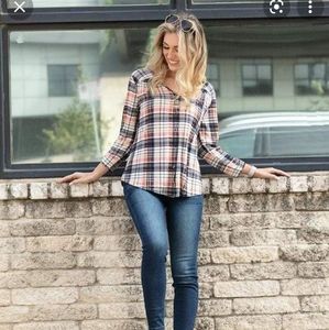 Grace & Lace Knit Plaid Button Up